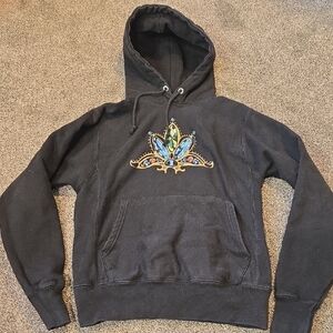 Vintage Champion Reverse Weave Women Embellished Hoodie Hood Pullover S